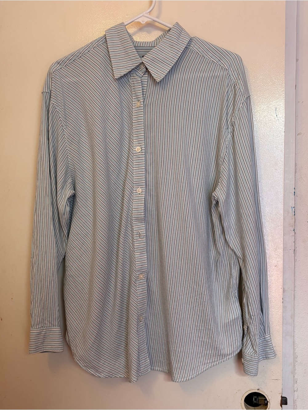 Vans Men's Blue and White Striped Dress Shirt